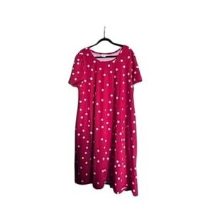 LuLaRoe Carly Dress RED White Polka Dot Short Sleeve A-Line Womens XL